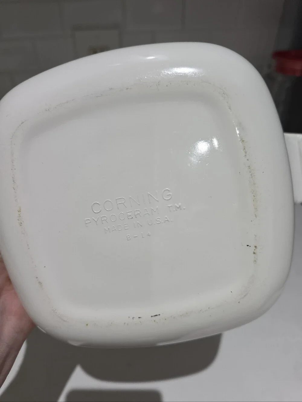 Corelle CorningWare White Casserole Dish with Blue Floral Pattern B-14 No Lid